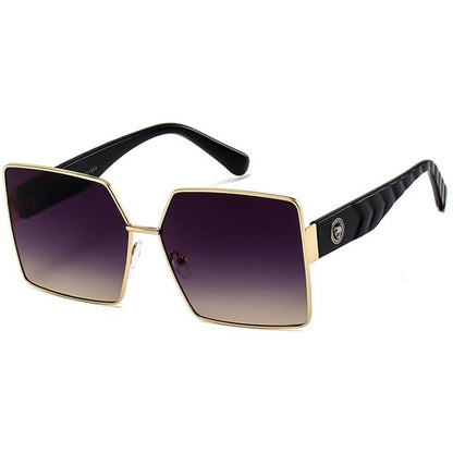 Designer Womens Square Oversized Sunglasses Butterfly Retro Shape UV400 Gold Black Warm Smoke Gradient Lens Giselle 8gsl28213-2