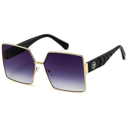 Designer Womens Square Oversized Sunglasses Butterfly Retro Shape UV400 Gold Black Smoke Gradient Lens Giselle 8gsl28213-3