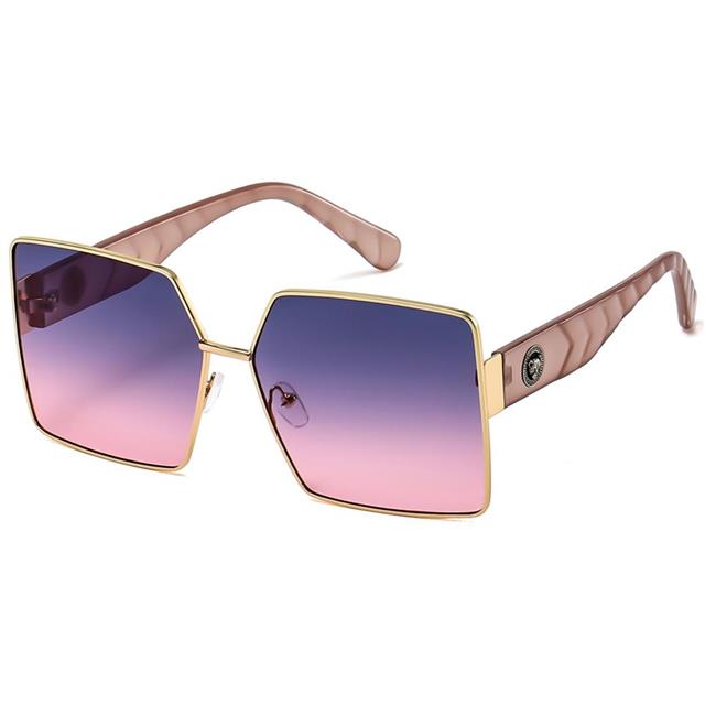 Designer Womens Square Oversized Sunglasses Butterfly Retro Shape UV400 Gold Pink Pink & Smoke Gradient Lens Giselle 8gsl28213-5