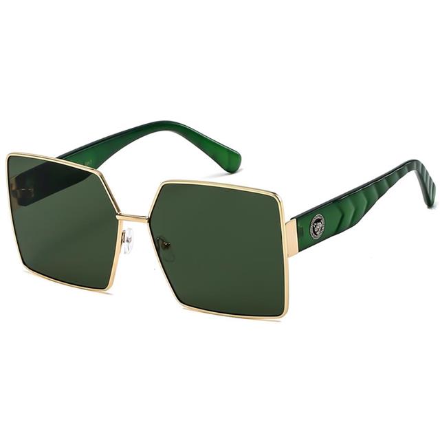 Designer Womens Square Oversized Sunglasses Butterfly Retro Shape UV400 Gold Green Green Smoke Lens Giselle 8gsl28213-7