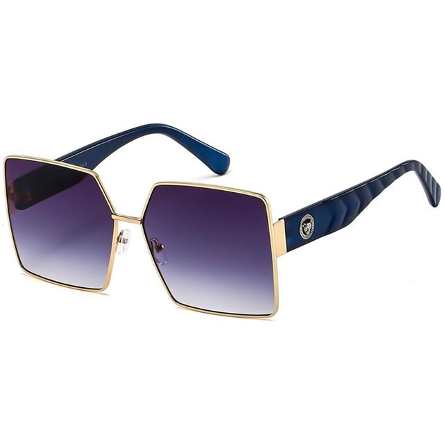 Designer Womens Square Oversized Sunglasses Butterfly Retro Shape UV400 Gold Blue Blue & Smoke Gradient Lens Giselle 8gsl28213-8
