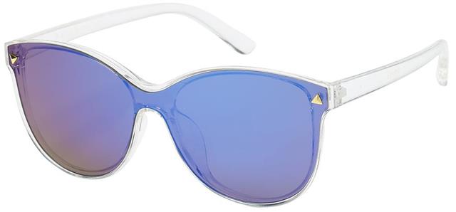 Women's Flat Geometric Shield Sunglasses Unbranded 8gslop221852 Clear Blue Mirror Lens