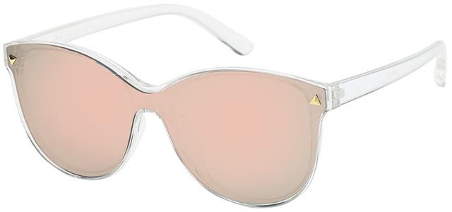 Women's Flat Geometric Shield Sunglasses Unbranded 8gslop221853 Clear Pink & Yellow Mirror Lens