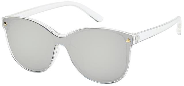 Women's Flat Geometric Shield Sunglasses Unbranded 8gslop221855 Clear Silver Mirror Lens