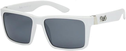 Oversized Designer Locs Black Square Mirrored Classic 80's Sunglasses for Men Gloss White Smoke Lens Locs Shades 8loc91102wht1