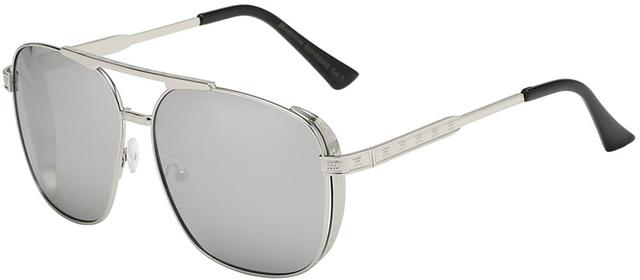Big Designer Stark Style Pilot Thick Rim Sunglasses for Men Silver Black Silver Mirror Lens Manhattan 8mh88048-1