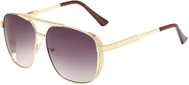 Big Designer Stark Style Pilot Thick Rim Sunglasses for Men Gold Brown Smoke Gradient Lens Manhattan 8mh88048-2