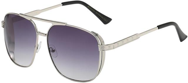 Big Designer Stark Style Pilot Thick Rim Sunglasses for Men Silver Black Smoke Gradient Lens Manhattan 8mh88048-3