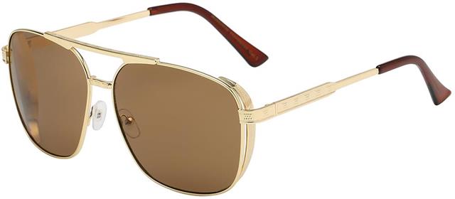 Big Designer Stark Style Pilot Thick Rim Sunglasses for Men Gold Brown Brown Lens Manhattan 8mh88048-5