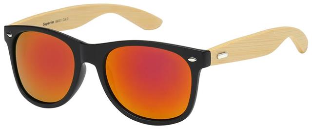 Men's Women's Wooden Bamboo Classic Mirror Retro Sunglasses Black/Wooden Arm/Orange Mirror Lens Superior 8sup890016.1