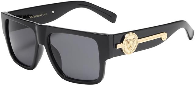 VG Flat Top Medallion Classic Sunglasses for women Black Gold Smoke Lens VG 8vg29342-2