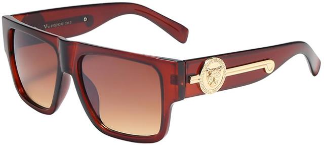 VG Flat Top Medallion Classic Sunglasses for women Brown Gold Brown Gradient Lens VG 8vg29342-4