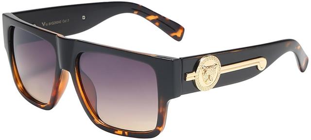 VG Flat Top Medallion Classic Sunglasses for women VG 8vg29342-6-_1 Black & Brown Gold Smoke Brown Gradient Lens