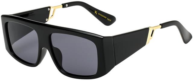 VG Designer Inspired Big Flat Top Wrap Square Sunglasses for women VG 8vg29355-1 Black Gold Smoke Lens