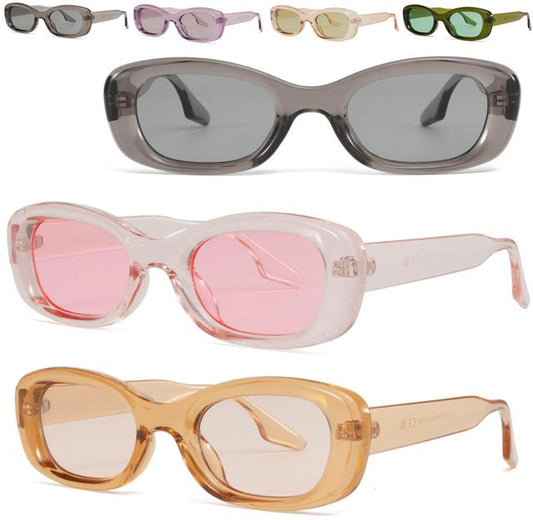 Womens Retro Rectangular Sunglasses Thick Vintage Rectangle Shades Ladies UV400 Unbranded 9022COL