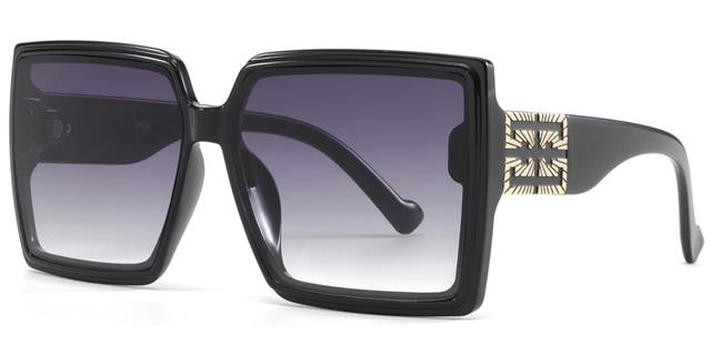 Womens Retro Square Shield Sunglasses Vintage Butterfly Shades for Ladies UV400 Black/Gold/Purple Gradient Lens