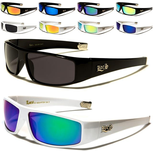 Designer Locs Black or white Mirrored wrap Around Sunglasses for Men Locs Shades 9035