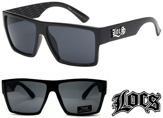 Designer Locs Black Oversized 80's Classic Square Sunglasses for Men Locs Shades 91105