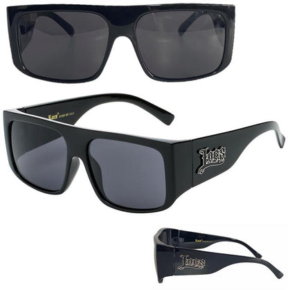 Locs Black Oversized wrap around Gansta Hip Hop Sunglasses Gloss Black Smoke Lens Locs Shades 91148b