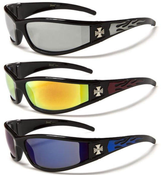 Men's Choppers Wrap Around Sunglasses with Flame Print Choppers 99_badc5671-c36d-438b-b8d3-c83fe9be96aa