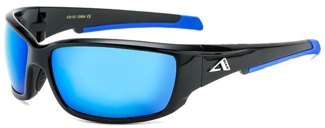 Men's Sports Sunglasses Arctic Blue Anti-Glare Blue Mirrored Gloss Black Blue Blue Mirror Lens Arctic Blue AB-53-3