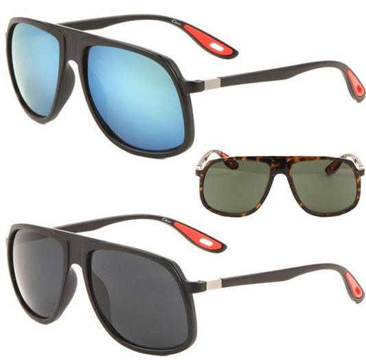 Retro Flat Top Mirrored Lenses Pilot Sunglasses for Men and Women Unbranded AV-5445