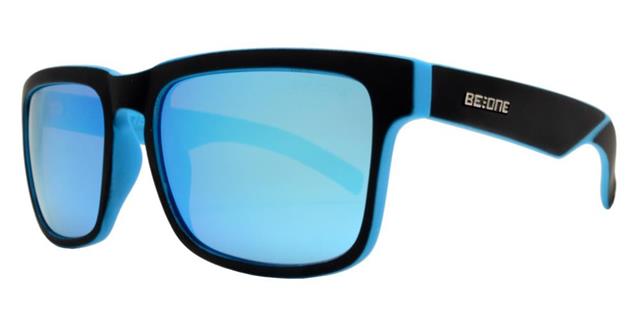 Designer Classic Polarized Sunglasses for men and Women Gloss Black & Blue Blue Mirror Lens BeOne B1PL-CHRIS-5
