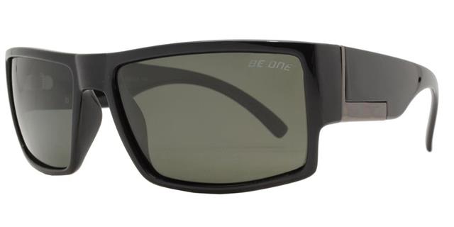 Polarized Men Flat Top Rectangular Sport Plastic Sunglasses Gloss Black Green Smoke Lens Beone B1PL-River-8