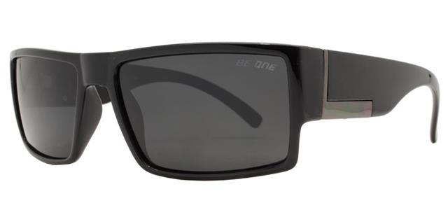 Polarized Men Flat Top Rectangular Sport Plastic Sunglasses Matt Black Smoke lens Beone B1PL-River-9