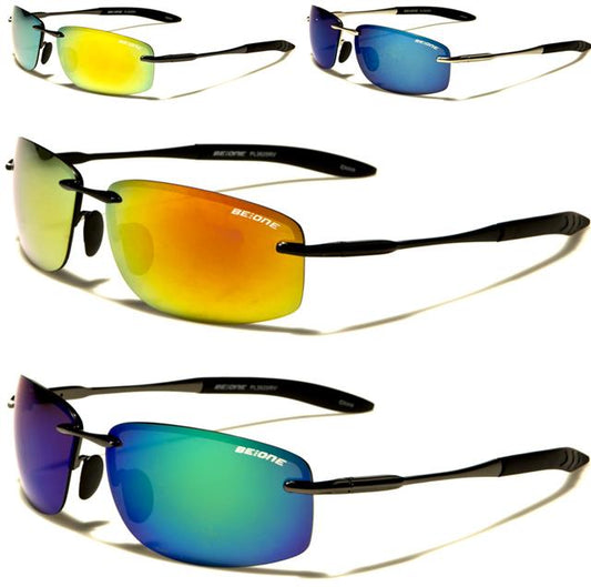 Anti-Glare Polarized Sunglasses Sports Rimless Mirrored Lens BeOne B1PL3625RV