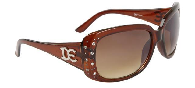 DE Designer Diamante Wrap Around Womens sunglasses UV400 Brown/Brown Gradient Lens DE DE5006c
