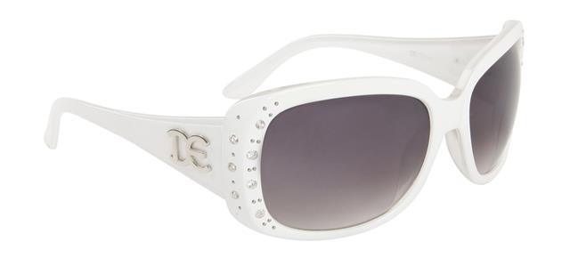 DE Designer Diamante Wrap Around Womens sunglasses UV400 White/Smoke Gradient Lens DE DE5006d