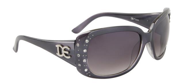 DE Designer Diamante Wrap Around Womens sunglasses UV400 Grey/Smoke Gradient Lens DE DE5006e