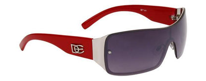 DE Designer Oversized Shield Wrap Around womens sunglasses UV400 DE DE591-a Red Silver Smoke Gradient Lens