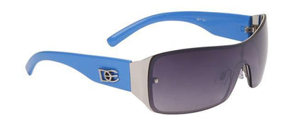 DE Designer Oversized Shield Wrap Around womens sunglasses UV400 Blue Silver Smoke Gradient Lens DE DE591-e