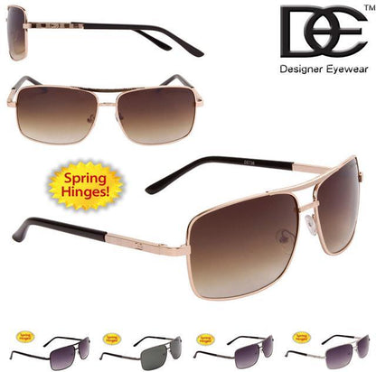 DE Designer Retro Rectangle Pilot sunglasses UV400 mens womens DE DE738