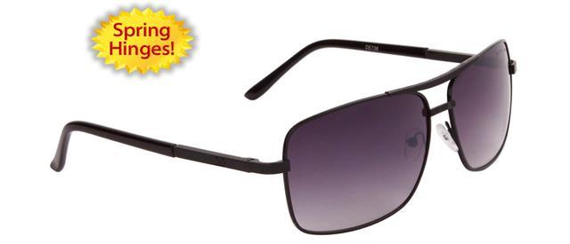DE Designer Retro Rectangle Pilot sunglasses UV400 mens womens Black/Black/Smoke Gradient Lens DE DE738a