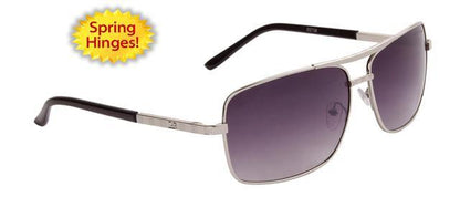 DE Designer Retro Rectangle Pilot sunglasses UV400 mens womens Black/Silver/Smoke Gradient Lens DE DE738d