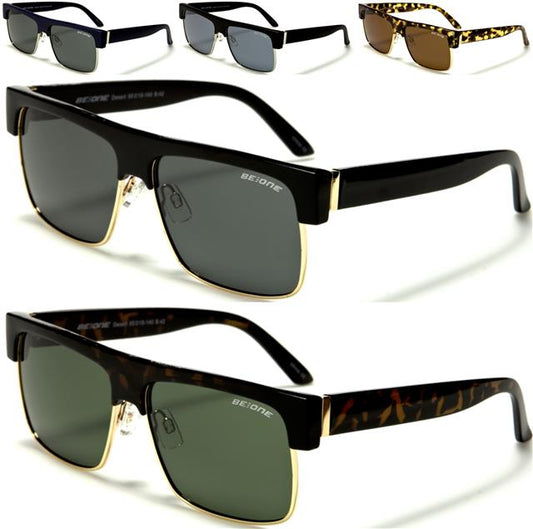 Polarised Flat Top Half Rim Classic Sunglasses BeOne DESERT