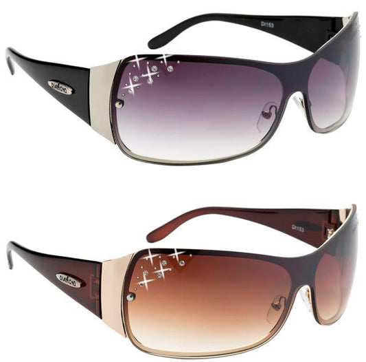 Designer Diamante Wrap Around Big womens sunglasses UV400 Diamond Eyewear DI156