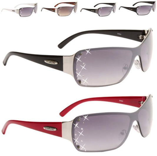 Designer Diamante Wrap Around small womens sunglasses UV400 Diamond Eyewear DI524-1