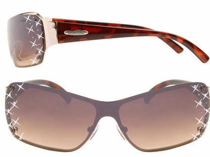 Designer Diamante Wrap Around small womens sunglasses UV400 Diamond Eyewear DI524-2