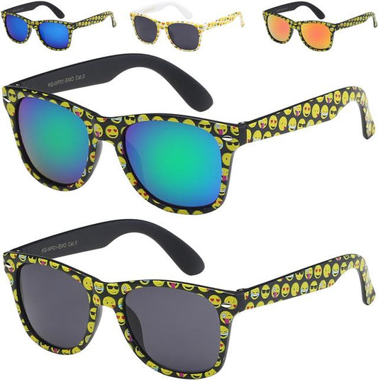 Emoji Boy's and Girl's Mirror Lens Classic Sunglasses for Kid's Retro Optix EMO