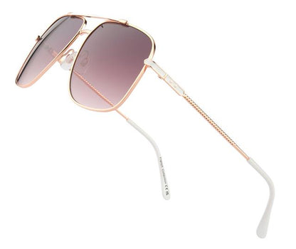 Womens Big Pilot Sunglasses Large Retro Metal Rectangle Frame for Ladies UV400 Unbranded FC6544-2