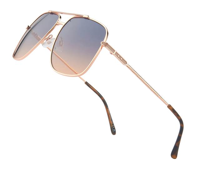 Womens Big Pilot Sunglasses Large Retro Metal Rectangle Frame for Ladies UV400 Unbranded FC6544-4