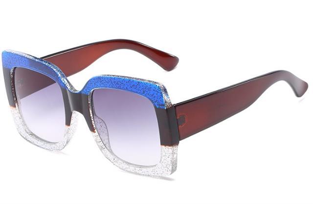 Women's Square Large Butterfly Sunglasses Blue Brown Silver Glitter Smoke Gradient Lens Unbranded G8_c1d18ff9-3d0b-4bfb-9698-1cf31e9ae3be