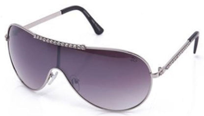Designer IG Oversized Wrap Around Shield Sunglasses for Men and Women Silver Black Smoke Gradient Lens IG Eyewear IG9285MD-2