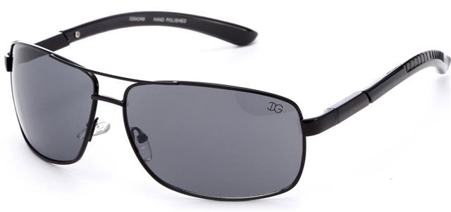 IG Rectangular Metal Pilot Sunglasses for Men Black Black Smoke Lens IG Eyewear IG9424Ma