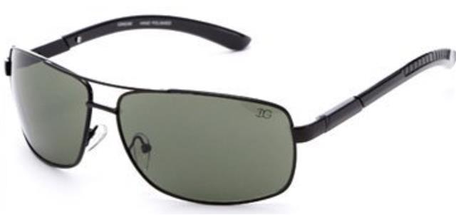 IG Rectangular Metal Pilot Sunglasses for Men Black Black Green Smoke Lens IG Eyewear IG9424Mc
