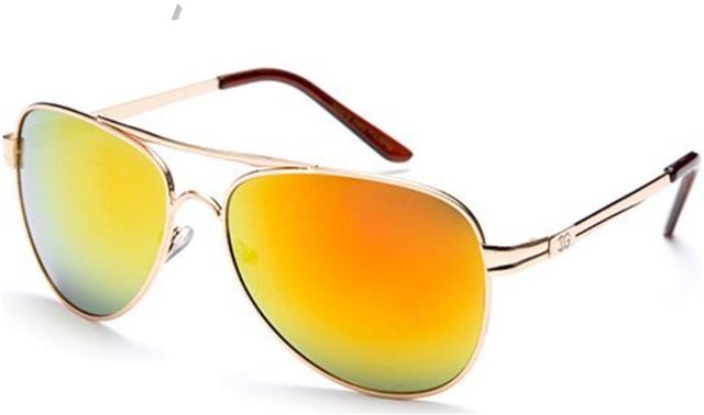 IG Unisex Retro 80's Coloured Mirror Pilot Sunglasses IG Eyewear IG9461M-A Gold Brown Red & Orange Mirror Lens